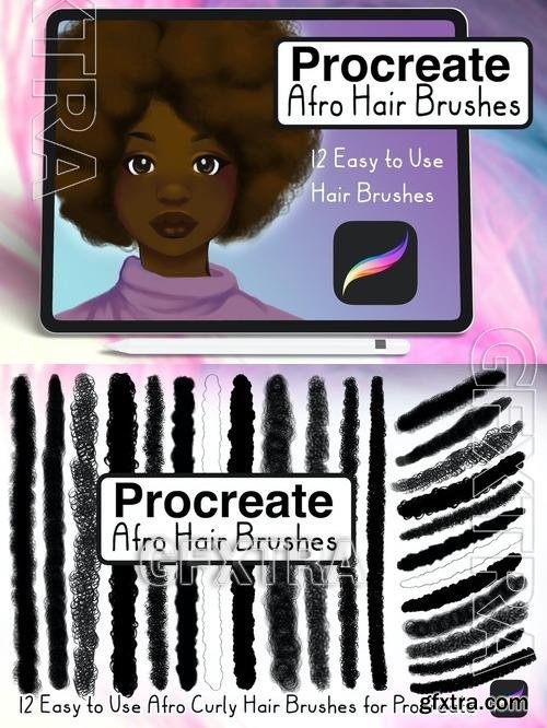 Afro Curly Hair Brushes for Procreate (Coily Hair) WQAU7UA