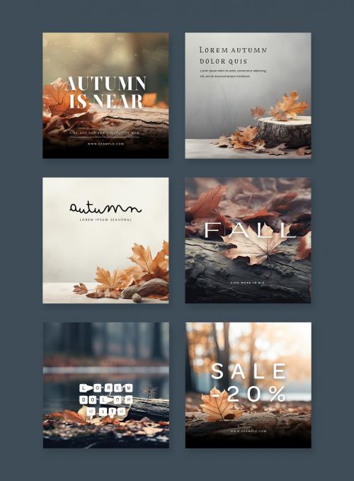 Elegant Autumn Social Media Layouts With Modern Typography and Generative Ai 632971299