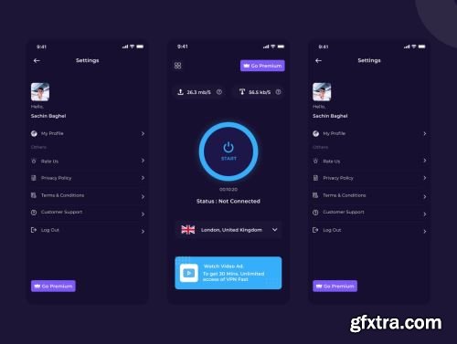 VPN UI Kit Light & Dark Theme Ui8.net