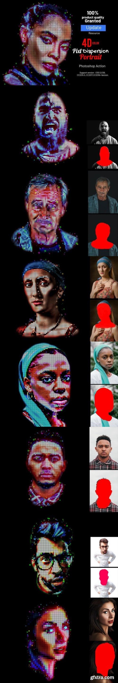 4D Color Pixel Portrait Action