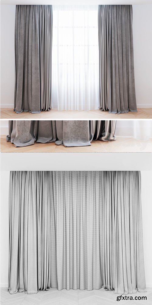 Curtains gray velvet with tulle | Curtains are modern
