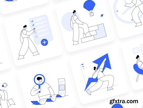 Work scene illustration Pack Ui8.net