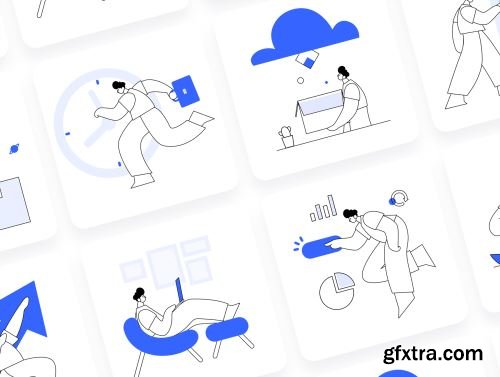 Work scene illustration Pack Ui8.net
