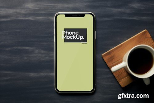 Phone Mockup With Cup Of Coffee In Flat Background V3KS277