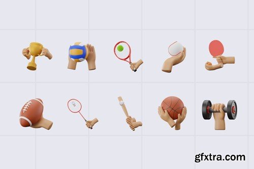 Hand Gesture Sport Object 3D Icon Pack NLQL4L5 Hand Gesture Sport Object 3D Icon Pack NLQL4L5