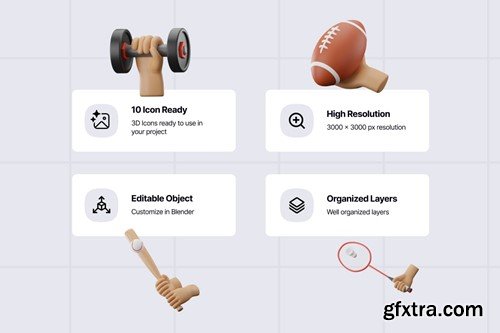 Hand Gesture Sport Object 3D Icon Pack NLQL4L5 Hand Gesture Sport Object 3D Icon Pack NLQL4L5