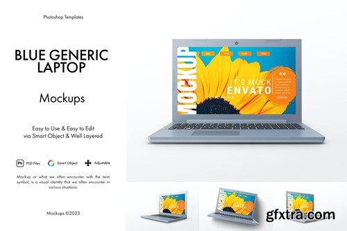 Blue Generic Laptop Mockup XE5TJAZ Blue Generic Laptop Mockup XE5TJAZ