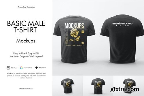 Basic Male T-Shirt Mockup RN62X3W Basic Male T-Shirt Mockup RN62X3W