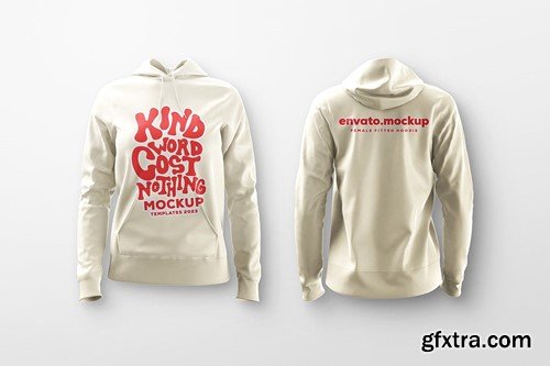 Fitted Female Hoodie Mockup WK72BTA Fitted Female Hoodie Mockup WK72BTA