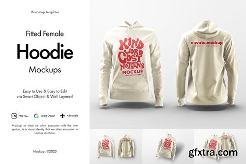 Fitted Female Hoodie Mockup WK72BTA Fitted Female Hoodie Mockup WK72BTA