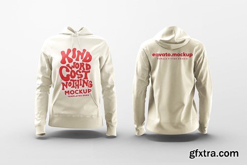 Fitted Female Hoodie Mockup WK72BTA Fitted Female Hoodie Mockup WK72BTA