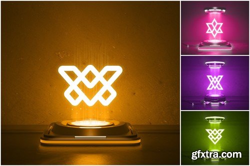 Futuristic Logo Mockups Set on Holographic podium 3CQWUEM Futuristic Logo Mockups Set on Holographic podium 3CQWUEM