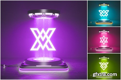 Futuristic Logo Mockups Set on Holographic podium 3CQWUEM Futuristic Logo Mockups Set on Holographic podium 3CQWUEM