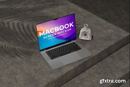 Laptop Mockup on Stairs CM77ZBY Laptop Mockup on Stairs CM77ZBY