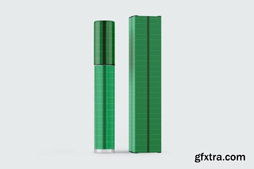 Lipstick Tube with Box Mockup NN8FENE Lipstick Tube with Box Mockup NN8FENE