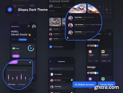 TaskEz: Productivity App iOS UI Kit Ui8.net