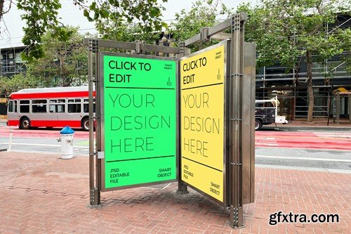 Double Billboard Display Street Mockup 2XB3F54 Double Billboard Display Street Mockup 2XB3F54