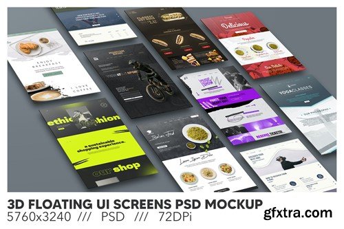 3D Floating UI Screens PSD Mockup RGSXQZE 3D Floating UI Screens PSD Mockup RGSXQZE