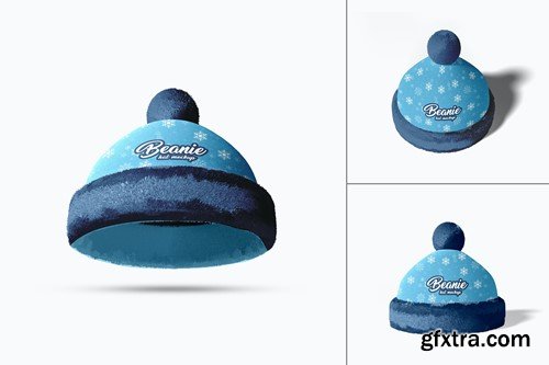 Pom Pom Beanie Hat Psd Mockups Collection XTM5457 Pom Pom Beanie Hat Psd Mockups Collection XTM5457
