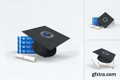 Graduation Cap with Books Psd Mockups QGC85Y5 Graduation Cap with Books Psd Mockups QGC85Y5