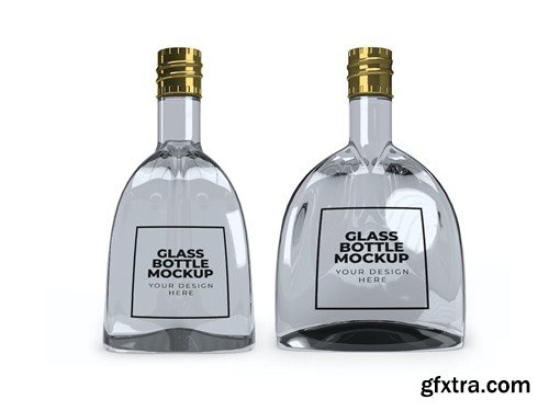 Curved Glass Bottle Mockup Set PV6EW3V Curved Glass Bottle Mockup Set PV6EW3V