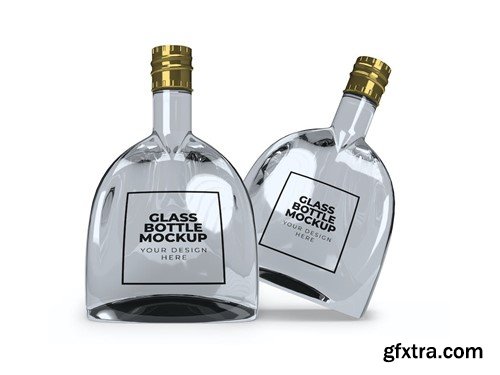 Curved Glass Bottle Mockup Set PV6EW3V Curved Glass Bottle Mockup Set PV6EW3V