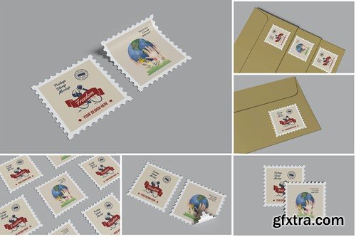 Postage Stamp Mockup 2R378ME Postage Stamp Mockup 2R378ME