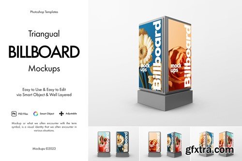 Triangular Billboard Mockup CZCTFPF Triangular Billboard Mockup CZCTFPF
