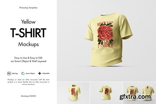 Yellow T-Shirt Mockup QK93XHR Yellow T-Shirt Mockup QK93XHR