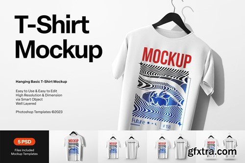 Hanging Basic T-Shirt Mockup DWFLTQN Hanging Basic T-Shirt Mockup DWFLTQN