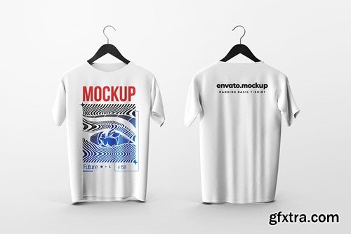 Hanging Basic T-Shirt Mockup DWFLTQN Hanging Basic T-Shirt Mockup DWFLTQN