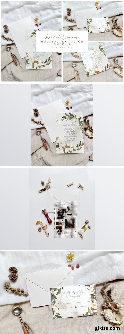 Dried Leaves Wedding Invitation Mock-up TVLHRUB Dried Leaves Wedding Invitation Mock-up TVLHRUB