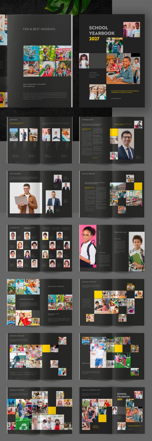 School Yearbook Layout with Yellow Accents 637368801