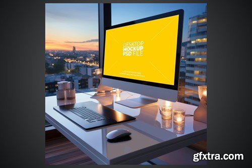 A desktop with a city view G8L62XZ A desktop with a city view G8L62XZ