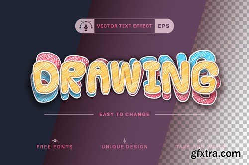 Hand Drawn Sticker - Editable Text Effect, Font St Y447FUJ Hand Drawn Sticker - Editable Text Effect, Font St Y447FUJ