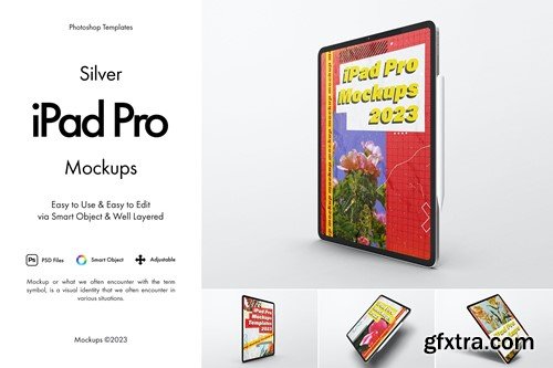 Silver iPad Pro With Stylus Pen Mockup YFAM4NR Silver iPad Pro With Stylus Pen Mockup YFAM4NR