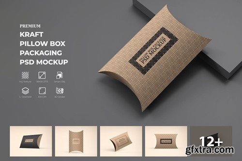 Kraft Paper Pillow Box Mockups JDNCAEV Kraft Paper Pillow Box Mockups JDNCAEV