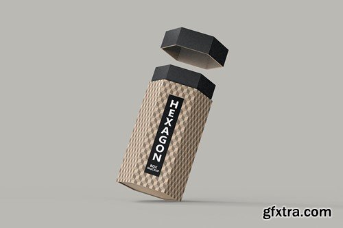 Hexagon Kraft Box PSD Mockup JH5TEJV Hexagon Kraft Box PSD Mockup JH5TEJV