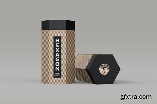 Hexagon Kraft Box PSD Mockup JH5TEJV Hexagon Kraft Box PSD Mockup JH5TEJV