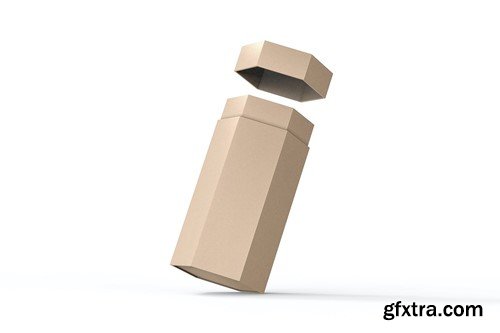 Hexagon Kraft Box PSD Mockup JH5TEJV Hexagon Kraft Box PSD Mockup JH5TEJV