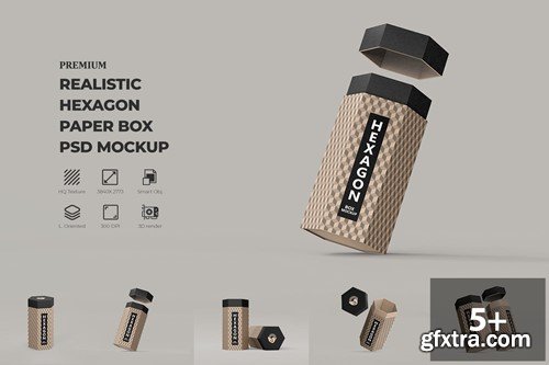 Hexagon Kraft Box PSD Mockup JH5TEJV Hexagon Kraft Box PSD Mockup JH5TEJV