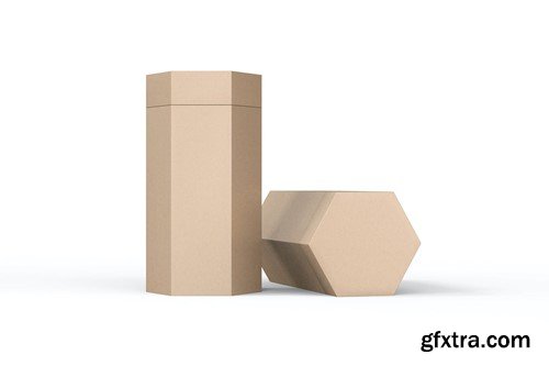 Hexagon Kraft Box PSD Mockup JH5TEJV Hexagon Kraft Box PSD Mockup JH5TEJV