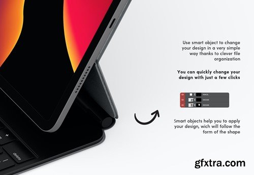 iPad with Keyboard and Pencil Mockup 2JRAAMX iPad with Keyboard and Pencil Mockup 2JRAAMX