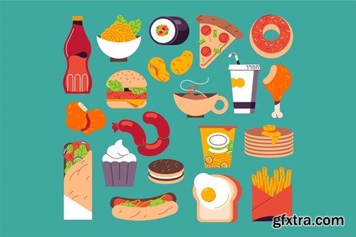 Purple Flat Design Fast Food Illustration Set YRQYT5R Purple Flat Design Fast Food Illustration Set YRQYT5R
