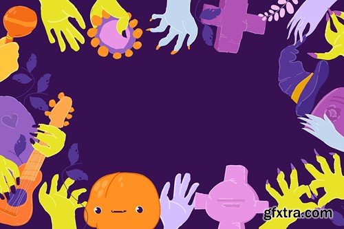 Vector Cartoon Halloween Banner with Zombie Hands FYUYSB3 Vector Cartoon Halloween Banner with Zombie Hands FYUYSB3