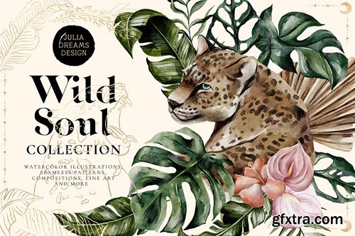 Wild Soul Tropical Leaves Gold Line Woman Portrait KR3C5KZ Wild Soul Tropical Leaves Gold Line Woman Portrait KR3C5KZ