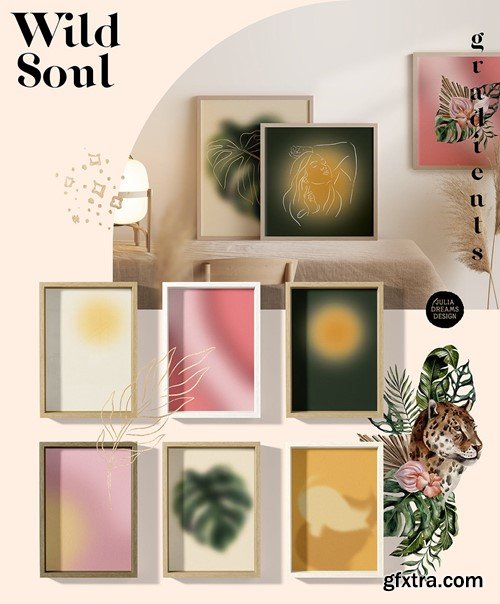 Wild Soul Tropical Leaves Gold Line Woman Portrait KR3C5KZ Wild Soul Tropical Leaves Gold Line Woman Portrait KR3C5KZ