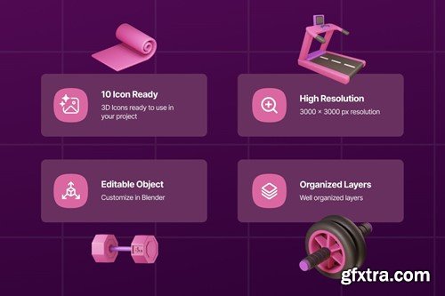 Gym Fitness 3D Icon Pack 7FFGTLH Gym Fitness 3D Icon Pack 7FFGTLH
