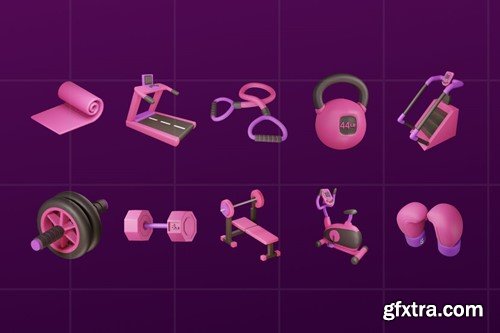 Gym Fitness 3D Icon Pack 7FFGTLH Gym Fitness 3D Icon Pack 7FFGTLH