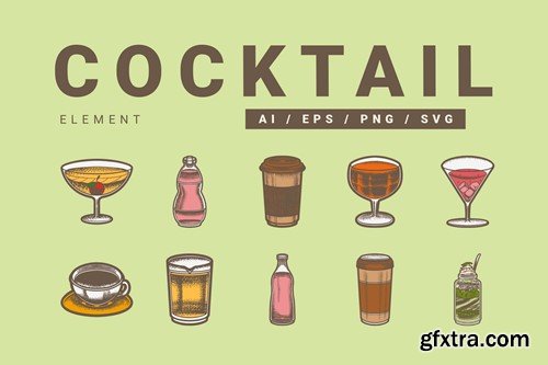 Vintage Cocktail Drink Illustration B3KVKD2